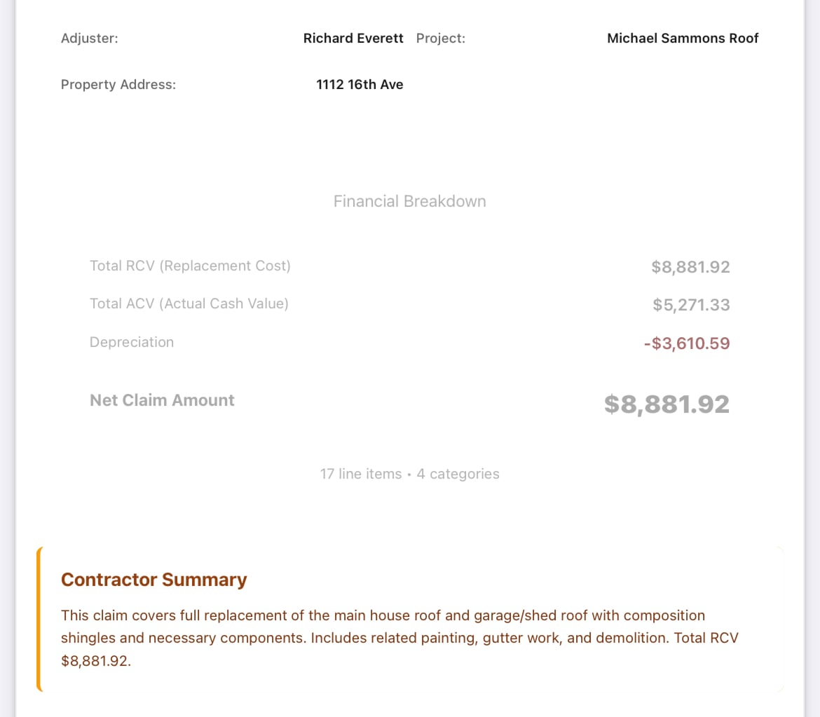 AI insurance claim scanner for contractors extracting claim data automatically